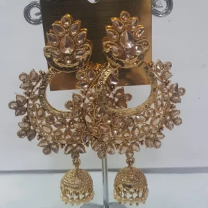 Gold Plated gold stone Jhumki Earrings