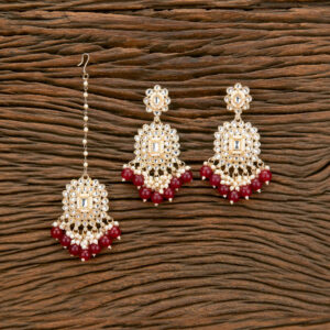 Indo Western Beads Earring Tikka With Gold Plating