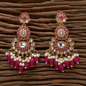 Indo Western Beads Earring With Mehndi Plating