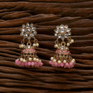 Indo Western Meenakari Earring With Mehndi Plating