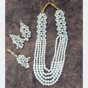 Pearl and Kundan Long Necklace Set