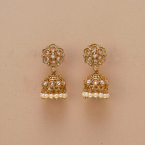 Delicate Jhumki With Mehndi Plating