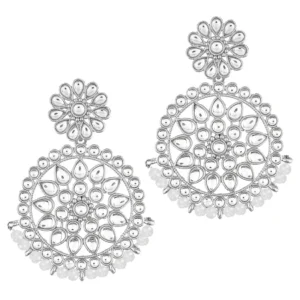 Chandbali Earrings Glided With Kundan and faux pearl - Image 2