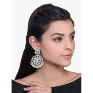 Chandbali Earrings Glided With Kundan and faux pearl
