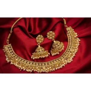Gold Plated Pearl Traditional Choker Necklace Set