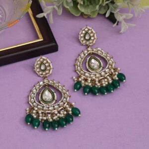 Green Color Kundan Earrings