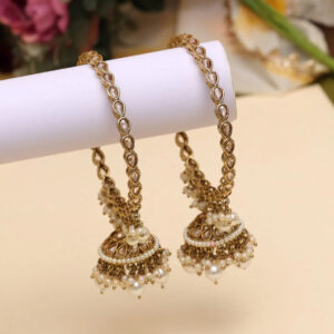 Gold Color Pair Of Cubic Zirconia Bangle Size: 2.8