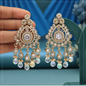 White Color Cubic Zirconia Earrings - Image 2