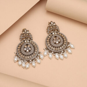 Champagne Color Kundan Earrings
