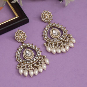 White Color Kundan Earrings