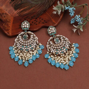 Firozi Color Kundan Earrings