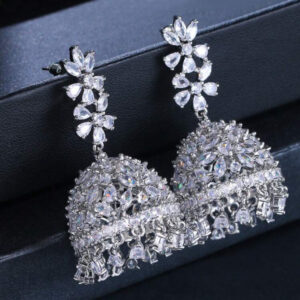 Full Cubic Zirconia Jhumkis - Image 4