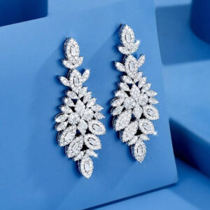 White Cubic Zirconia long Earrings - Image 3