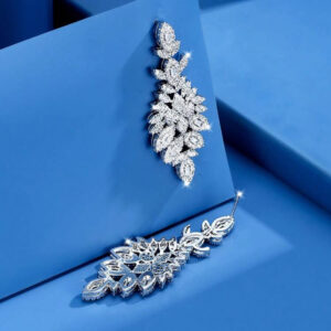 White Cubic Zirconia long Earrings - Image 2