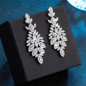 White Cubic Zirconia long Earrings
