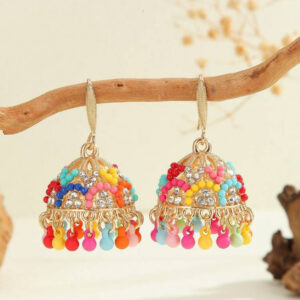 Multicolor beaded Jhumkis - Image 2