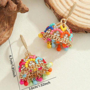 Multicolor beaded Jhumkis - Image 3