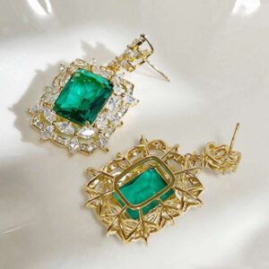 Emerald green Cubic Zirconia Earrings - Image 3