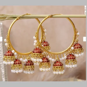 Gold Plated Jhumki Earrings Maroon