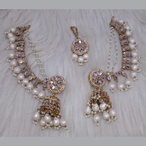 Mirror And Pearl Kanchain Sahare Jhumki Earrings