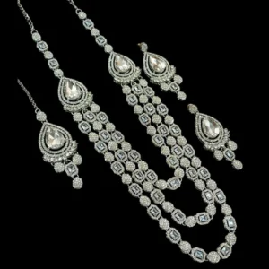 Cubic Zirconia Necklace Set Silver